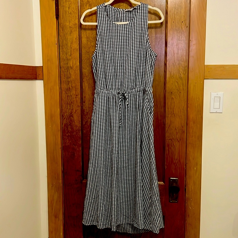 Loft Navy Gingham Dress